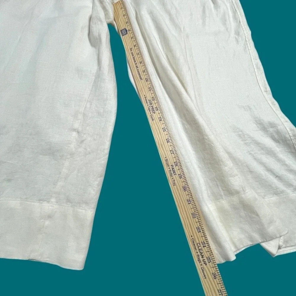 Banana Republic 100% Linen Wide Leg Crop Pants XXL Elastic Waist Drawstring